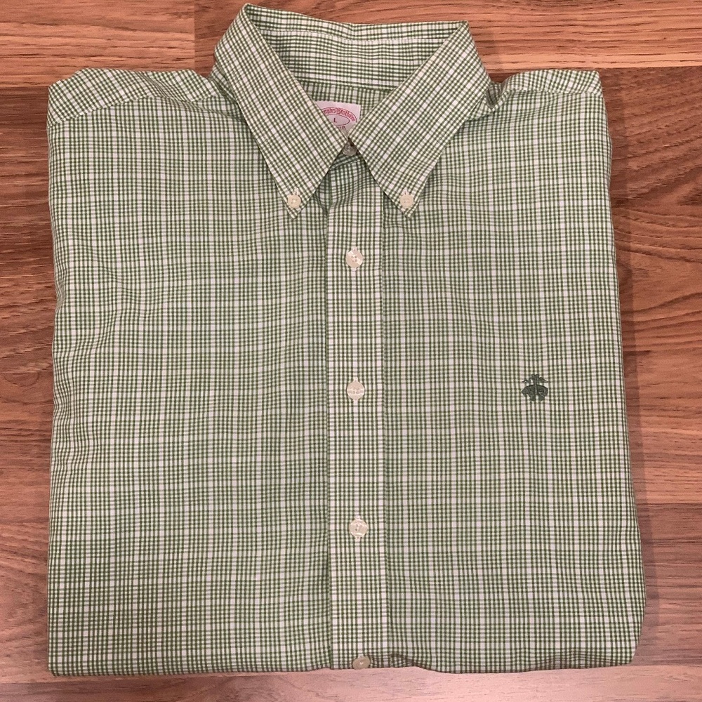 Brooks Brothers Green Striped L/S Dress Shirt L